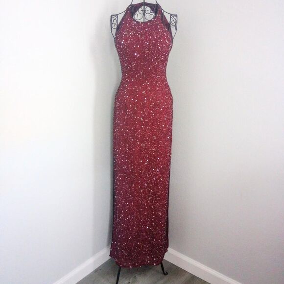 Scala Dresses & Skirts - Vintage 90s Red Beaded Silk Gothic Prom Dress